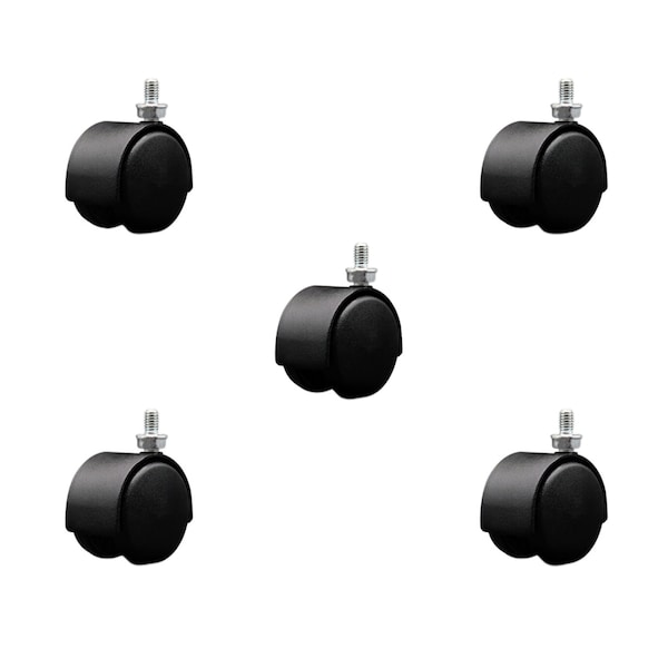 Service Caster 2'' Black Metal Hood Twin Wheel Caster Nylon Wheels 5/16 Thread Stem, 5PK SCC-TS02S50D-NYS-FB-5161812-5 - main